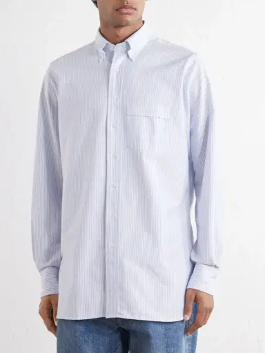 Drake's Button-Down Collar Striped Cotton Oxford Shirt - Men | Thumbnail 3