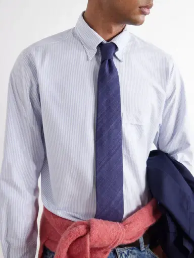 Drake's Button-Down Collar Striped Cotton Oxford Shirt - Men | Thumbnail 5