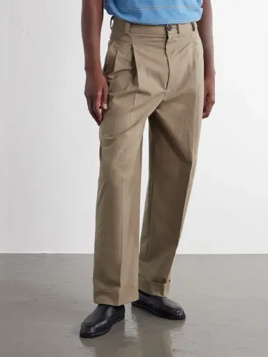Margaret Howell Straight-Leg Pleated Cotton-Drill Trousers - Men | Thumbnail 3