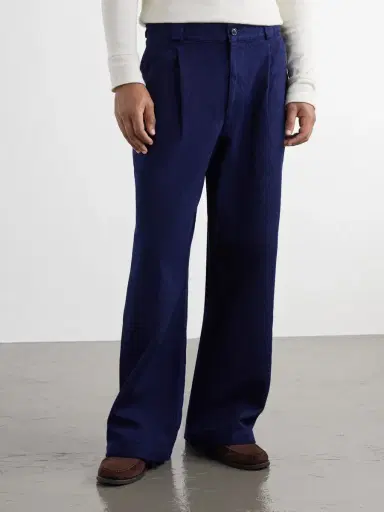 Blue Blue Japan Straight-Leg Pleated Sashiko-Cotton Trousers - Men | Thumbnail 3
