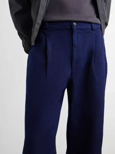 Blue Blue Japan Straight-Leg Pleated Sashiko-Cotton Trousers - Men | Thumbnail 4