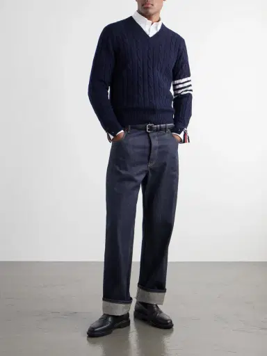 Thom Browne 4-Bar Stripe Cable-Knit Cashmere Sweater - Men | Thumbnail 2 Thom Browne 4-Bar Stripe Cable-Knit Cashmere Sweater - Men | Thumbnail 2