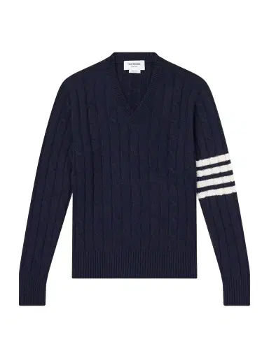 Thom Browne 4-Bar Stripe Cable-Knit Cashmere Sweater - Men | Thumbnail 1 Thom Browne 4-Bar Stripe Cable-Knit Cashmere Sweater - Men | Thumbnail 1
