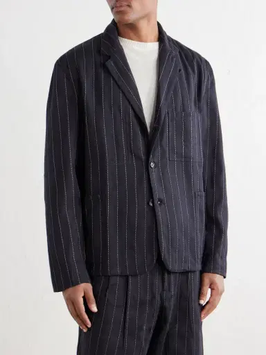 Kardo Somesh Embroidered Striped Herringbone Cotton Suit Jacket - Men | Thumbnail 3 Kardo Somesh Embroidered Striped Herringbone Cotton Suit Jacket - Men | Thumbnail 3