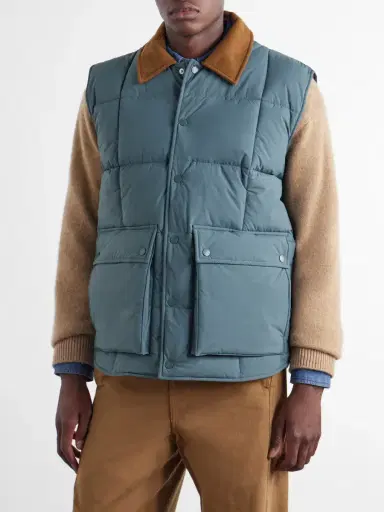 A.P.C. Jimmy Corduroy-Trimmed Quilted Shell Vest - Men | Thumbnail 3