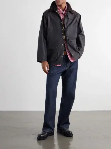 Barbour Checked Corduroy-Trimmed Waxed-Cotton Jacket - Men | Thumbnail 2 Barbour Checked Corduroy-Trimmed Waxed-Cotton Jacket - Men | Thumbnail 2