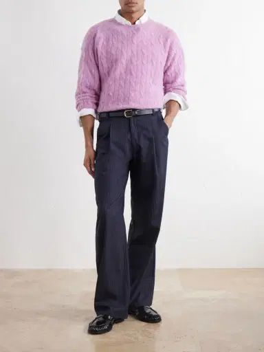 Drake's Cable-Knit Brushed Wool Sweater - Men | Thumbnail 2