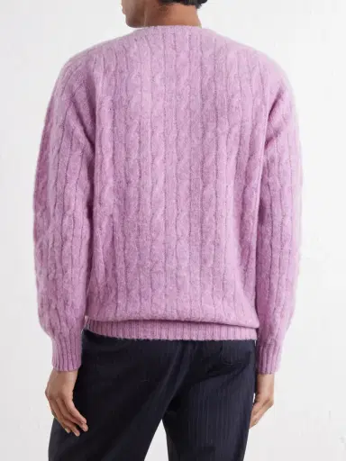 Drake's Cable-Knit Brushed Wool Sweater - Men | Thumbnail 4