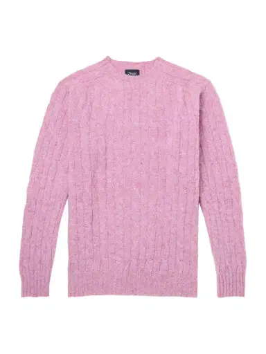 Drake's Cable-Knit Brushed Wool Sweater - Men | Thumbnail 1