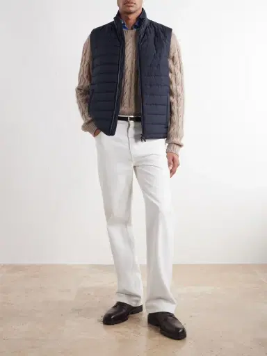 Canali Leather-Trimmed Quilted Shell Gilet - Men | Thumbnail 2