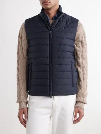 Canali Leather-Trimmed Quilted Shell Gilet - Men | Thumbnail 3