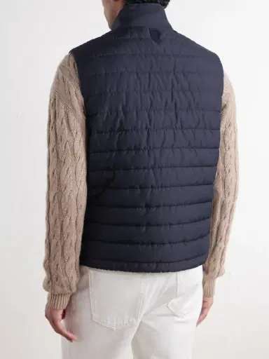 Canali Leather-Trimmed Quilted Shell Gilet - Men | Thumbnail 4