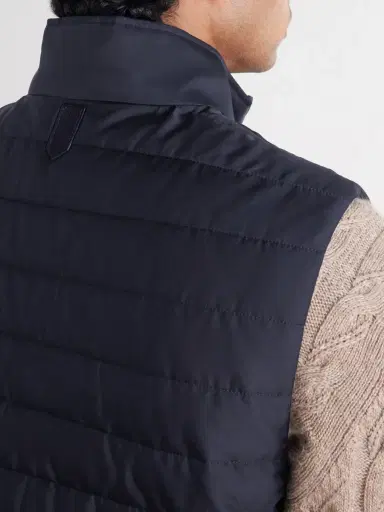 Canali Leather-Trimmed Quilted Shell Gilet - Men | Thumbnail 5