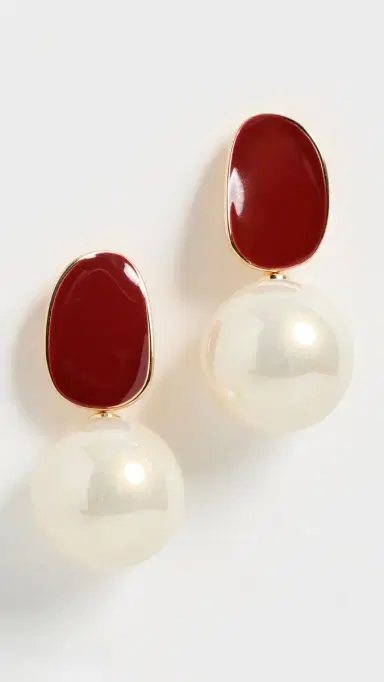 By Adina Eden Colored Enamel Pearl Drop Stud Earrings | Thumbnail 2