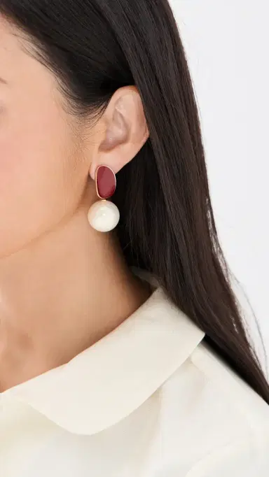 By Adina Eden Colored Enamel Pearl Drop Stud Earrings | Thumbnail 3