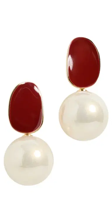 By Adina Eden Colored Enamel Pearl Drop Stud Earrings | Thumbnail 1
