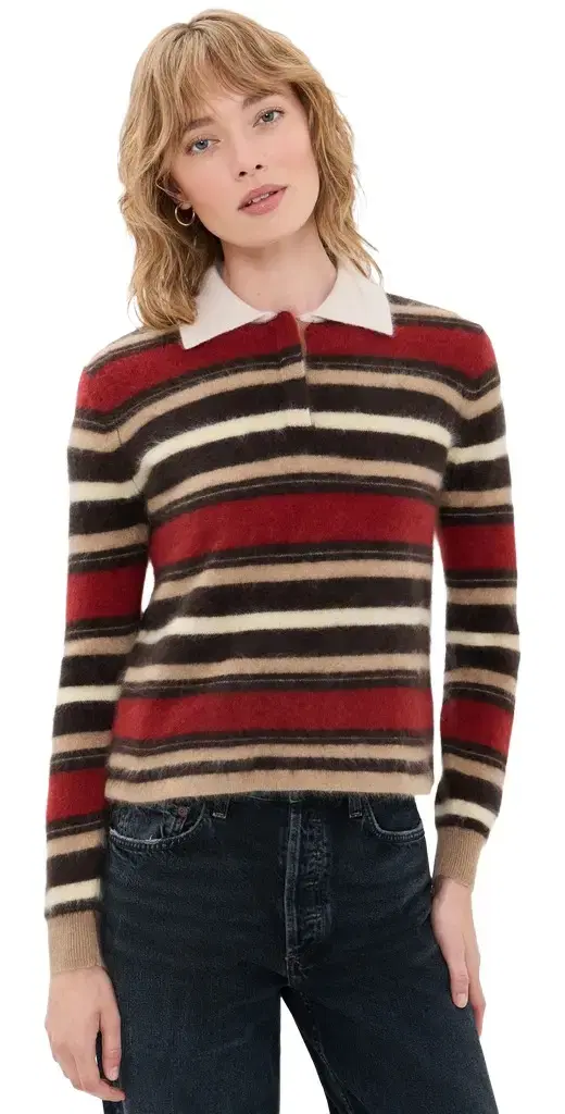 Guest In Residence Grizzly Cropped Cashmere Rugby Pullover