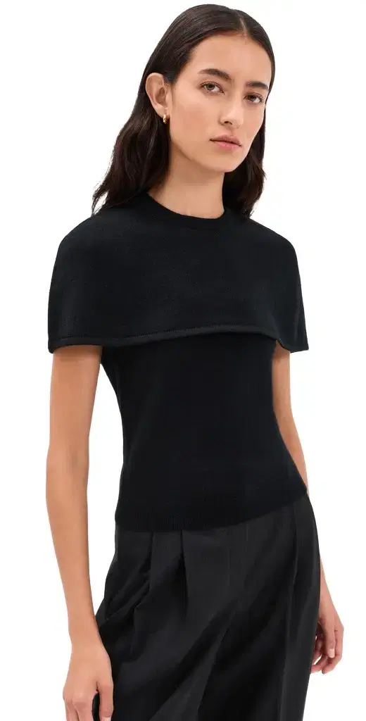 Simkhai Yuki Short Sleeve Cashmere Cape Top