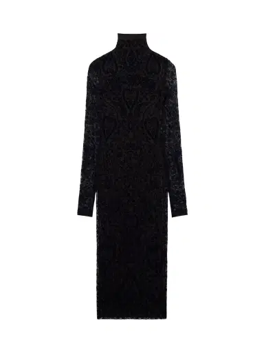 Off-White Paisley Flock Mock-Neck Midi Dress | Thumbnail 1