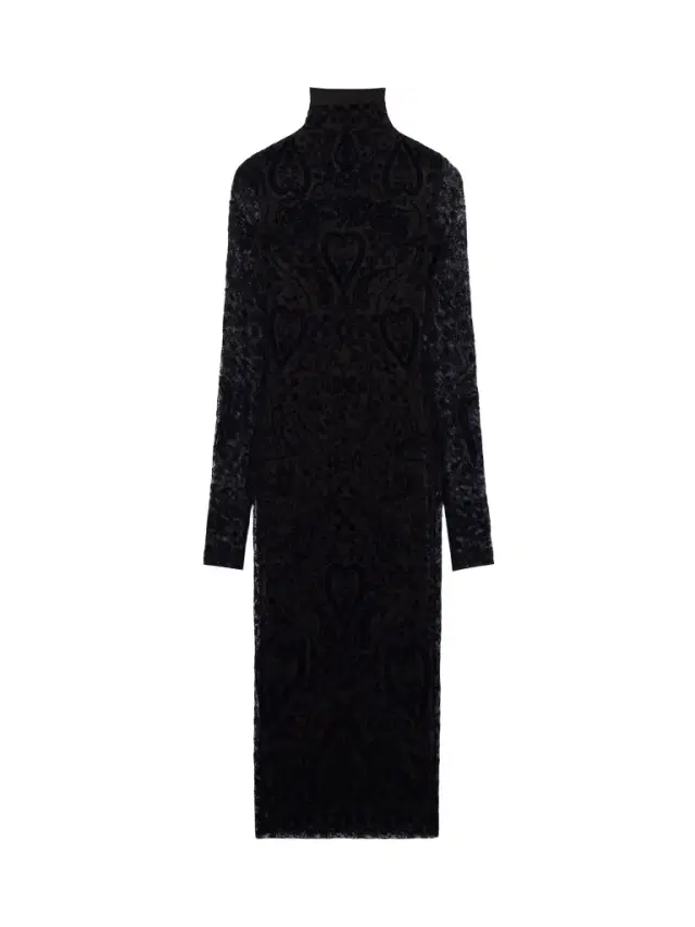 Paisley Flock Mock-Neck Midi Dress