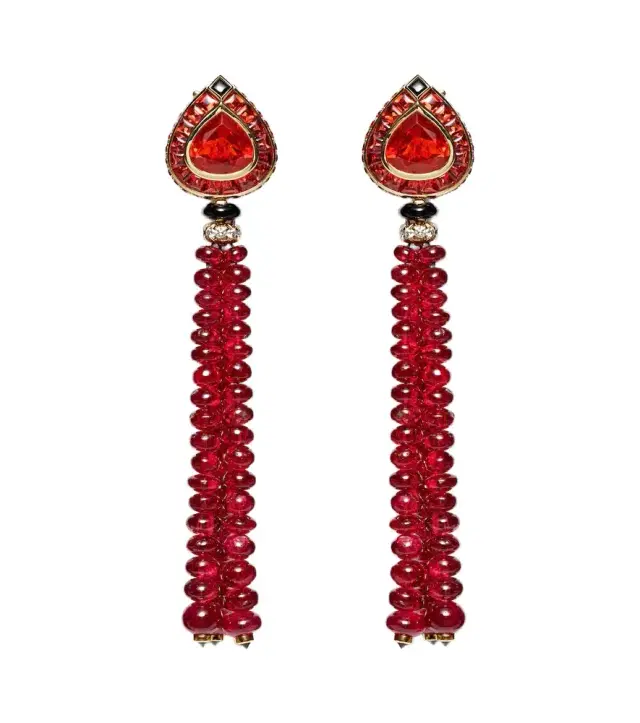 Marina B Lupa 18kt gold drop earrings with gemstones and diamonds