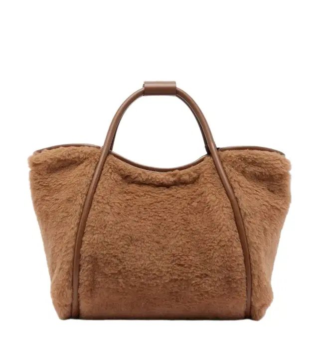 Max Mara Medium leather-trimmed teddy tote bag