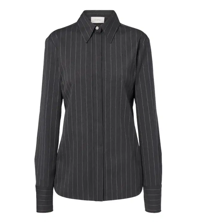 Pinstriped wool-blend shirt
