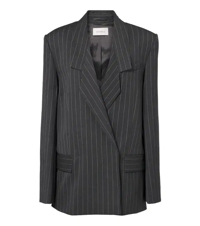 Oversized pinstriped wool-blend blazer