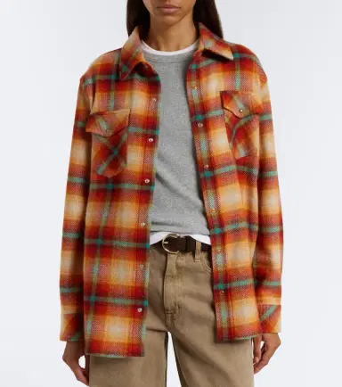 God’s True Cashmere Red Sun Shadow plaid cashmere shirt | Thumbnail 4