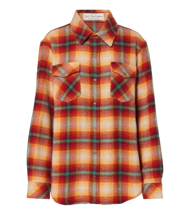 God’s True Cashmere Red Sun Shadow plaid cashmere shirt