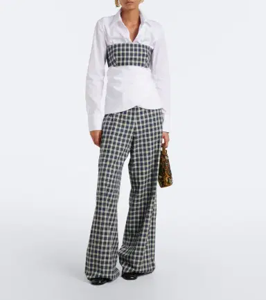 Dries Van Noten Plaid cotton flannel bandeau top | Thumbnail 2
