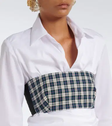 Dries Van Noten Plaid cotton flannel bandeau top | Thumbnail 3