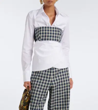 Dries Van Noten Plaid cotton flannel bandeau top | Thumbnail 4