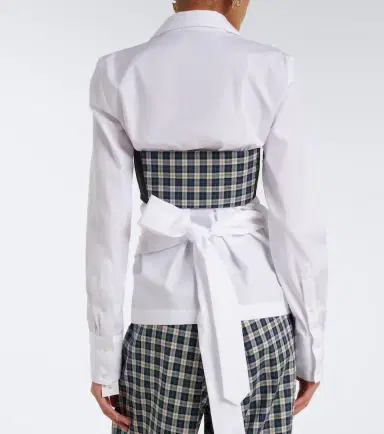 Dries Van Noten Plaid cotton flannel bandeau top | Thumbnail 5