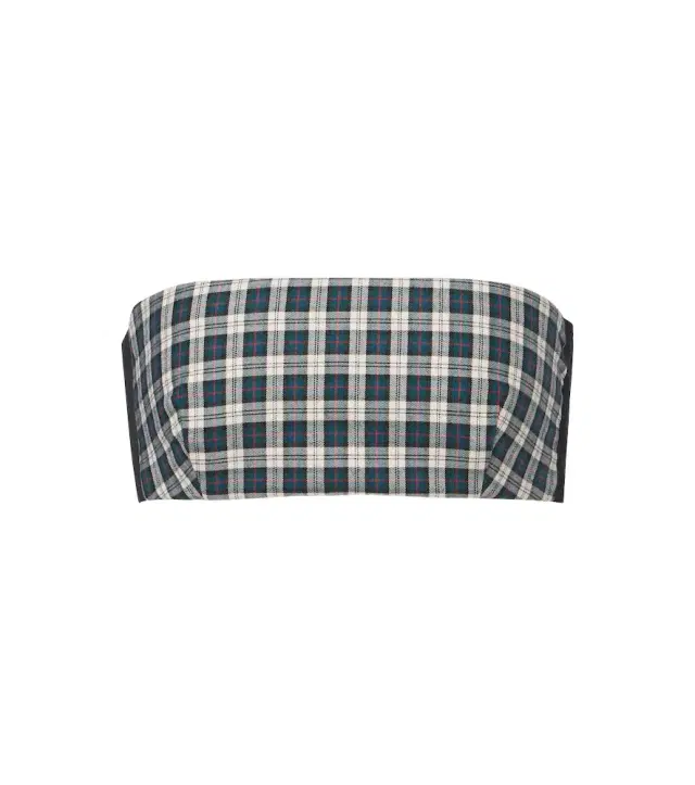 Dries Van Noten Plaid cotton flannel bandeau top