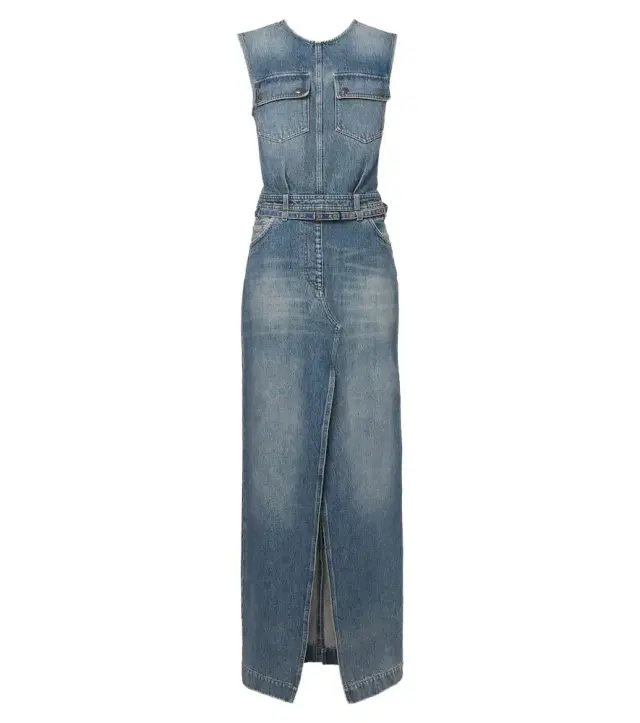 Dries Van Noten Denim faded maxi dress