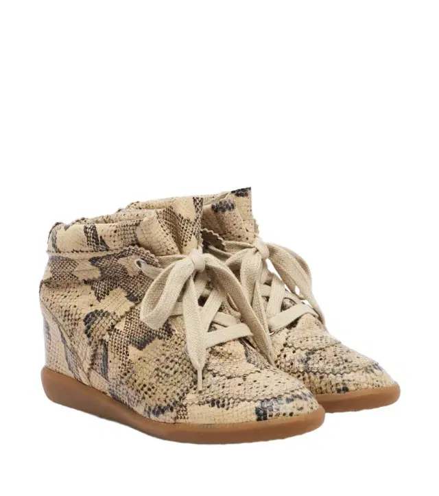 Isabel Marant Bobby snake-effect leather wedge sneakers