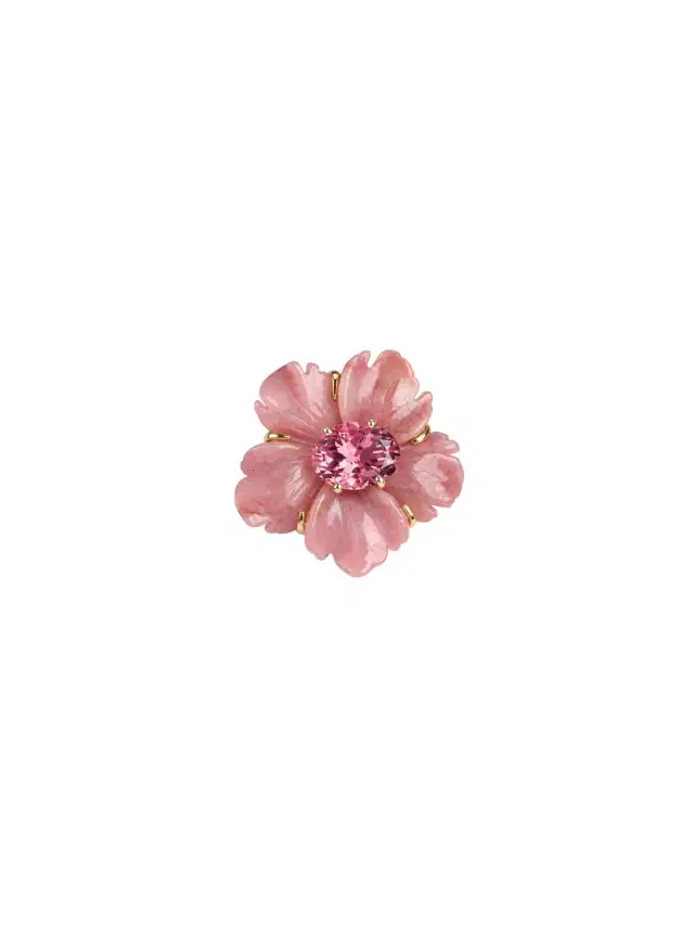 Wish Fine Jewelry 2.04ct Onyx Tourmaline 14K Gold Flower Pendant
