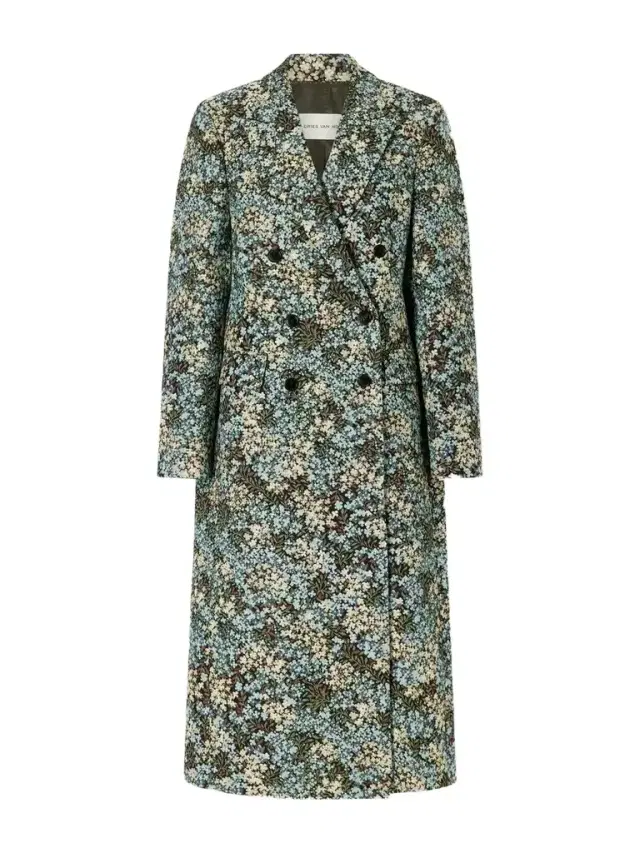Dries Van Noten Double-breasted Floral-jacquard Coat