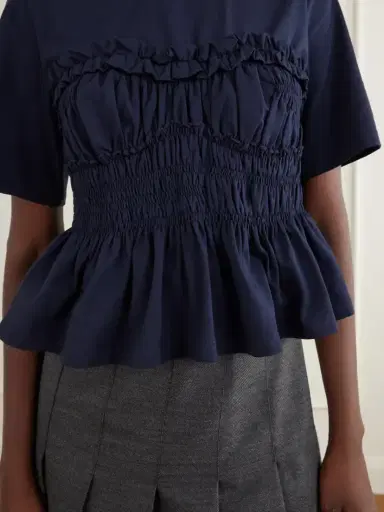 Cecilie Bahnsen Vilde Gathered Cotton-stretch Jersey T-shirt | Thumbnail 4