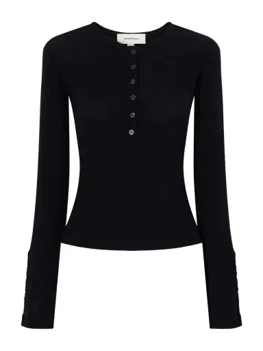 mfpen Ribbed Merino Wool-jersey Henley Top | Thumbnail 1 mfpen Ribbed Merino Wool-jersey Henley Top | Thumbnail 1