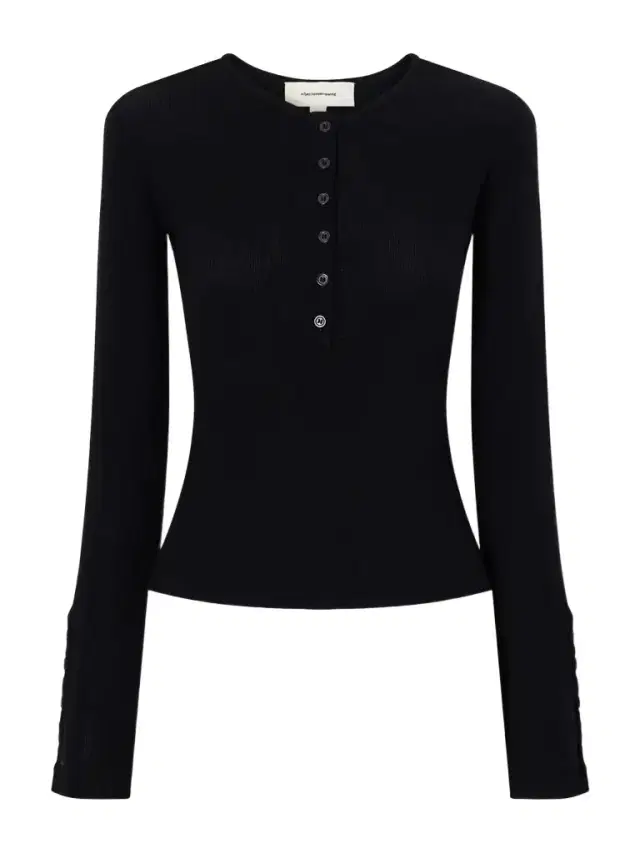 Ribbed Merino Wool-jersey Henley Top