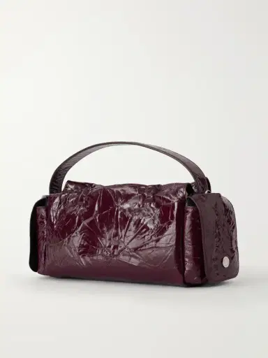Acne Studios Multipocket Bow-detail Crinkled Patent-leather Shoulder Bag | Thumbnail 4