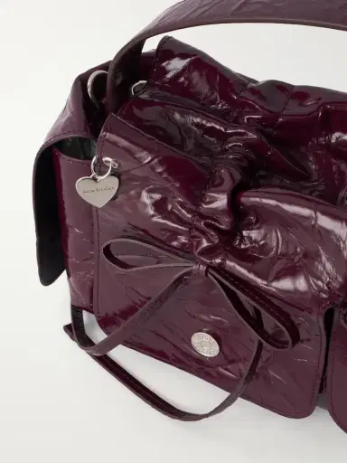 Acne Studios Multipocket Bow-detail Crinkled Patent-leather Shoulder Bag | Thumbnail 5