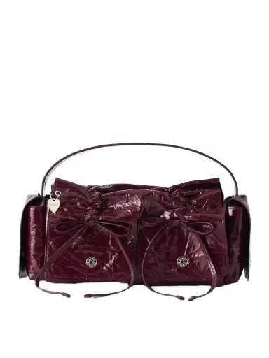 Acne Studios Multipocket Bow-detail Crinkled Patent-leather Shoulder Bag | Thumbnail 1