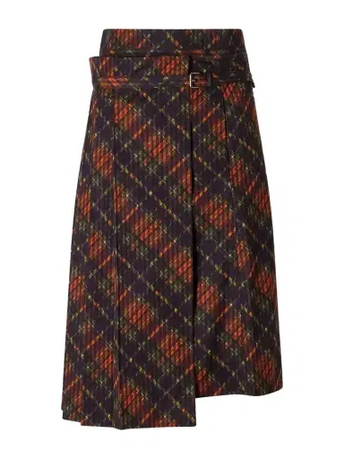 Dries Van Noten Checked Pleated Cotton Midi Skirt | Thumbnail 1