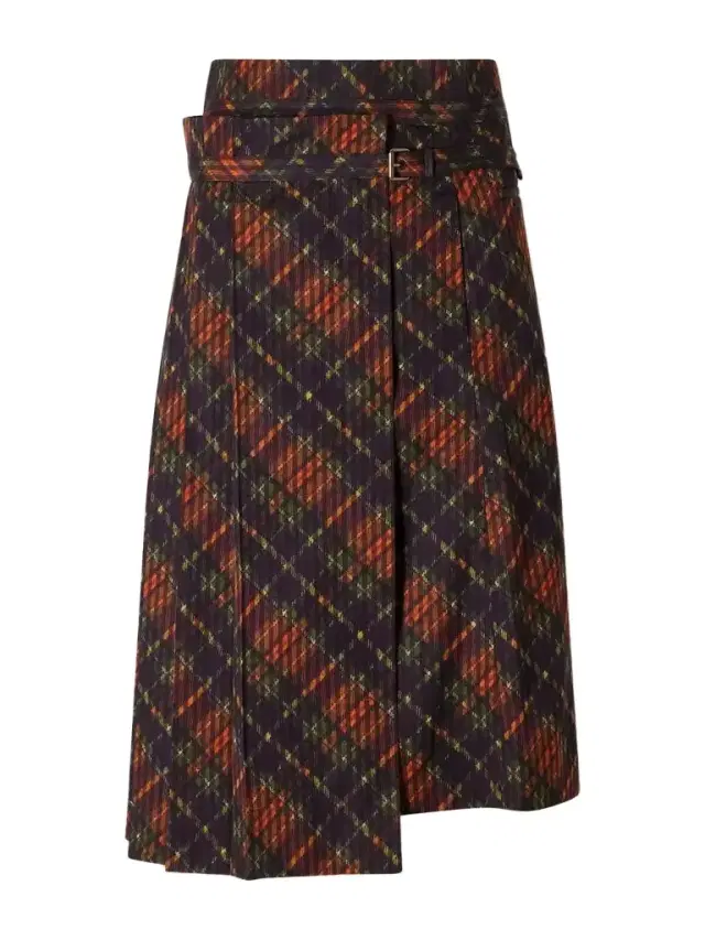 Dries Van Noten Checked Pleated Cotton Midi Skirt