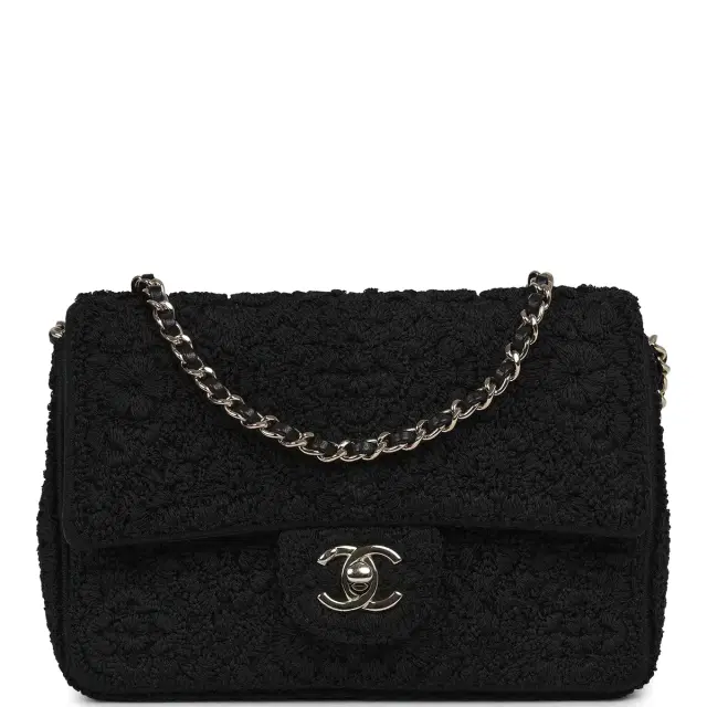 Chanel Chanel Mini "Coco Boho" Flap Bag Black Crochet Light Gold Hardware