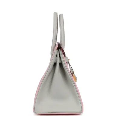 HERMÈS Hermes Special Order (HSS) Birkin 30 Rose Sakura, Gris Perle Chevre Mysore Gold Hardware | Thumbnail 3