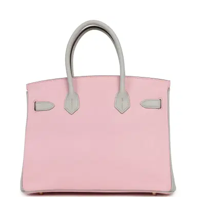 HERMÈS Hermes Special Order (HSS) Birkin 30 Rose Sakura, Gris Perle Chevre Mysore Gold Hardware | Thumbnail 4